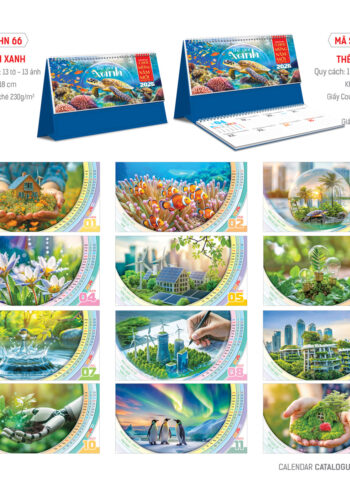 HN66 – Lịch Để Bàn 18x24Cm – Thế Giới Xanh