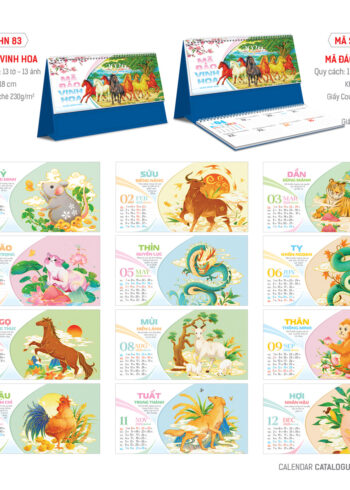 HN83 – Lịch Để Bàn 18x24Cm – Mã Đáo Vinh Hoa